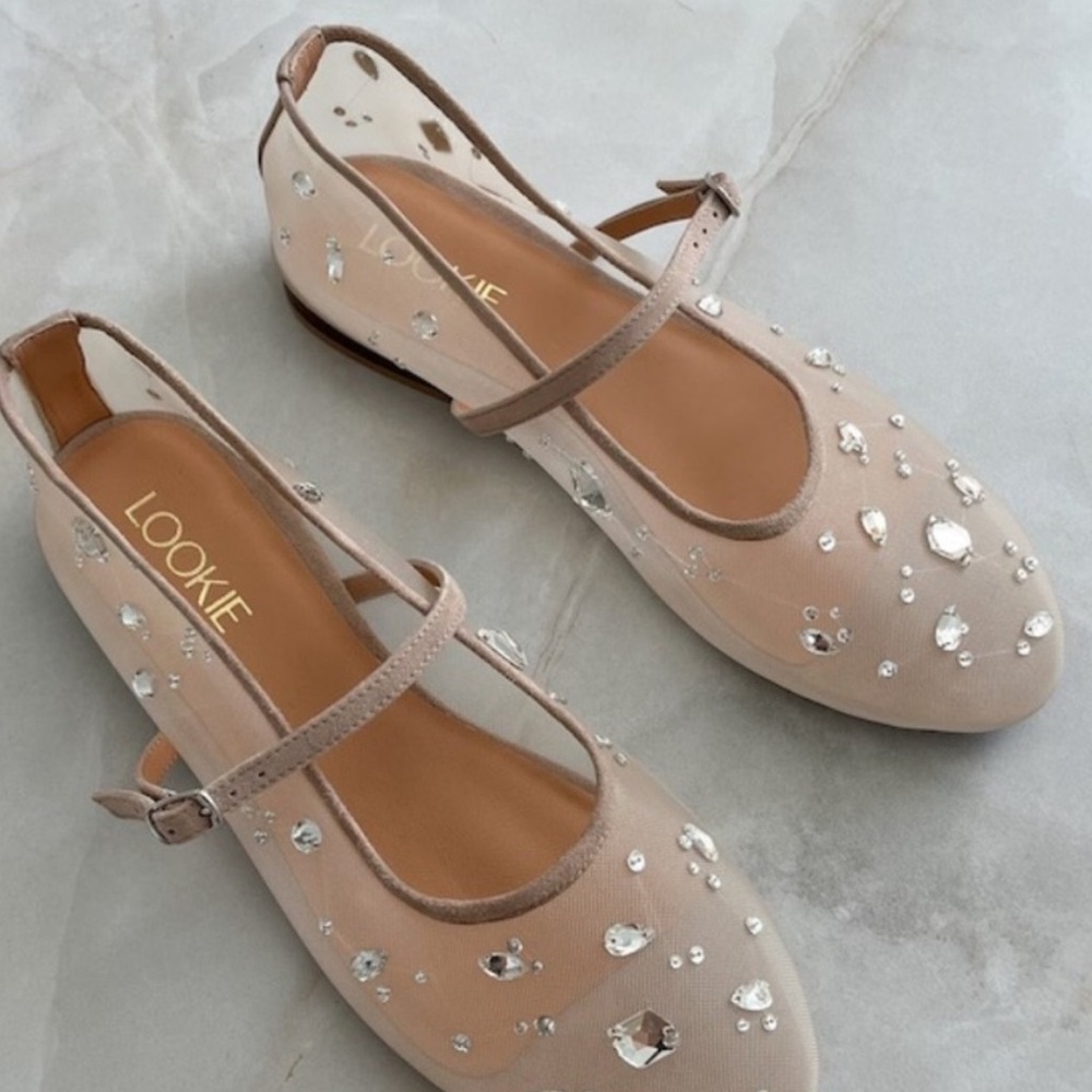 Elegant Crystal-Embellished Transparent Flats